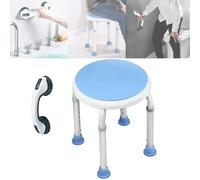SAILUN Shower Stool with Handle, 37-53cm Height Adjustable, 360° Rotatable Bathtub Seat, Non-Slip Auxiliary Chair