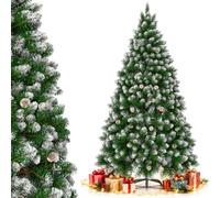SAILUN Snow Christmas Tree, Green PVC with Snow Effect, Pine Cones, Snow Flocked Christmas Tree, Artificial Christmas Tree with Metal Stand, Christmas Decorations for Indoor Outdoor, 210 cm