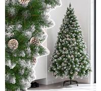 SAILUN Snow Christmas Tree, Green PVC with Snow Effect, Pine Cones, Snow Flocked Christmas Tree, Artificial Christmas Tree with Metal Stand, Christmas Decorations for Indoor Outdoor, 120 cm