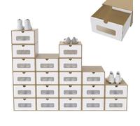 SAILUN Stackable Shoe Storage Boxes, 20 pcs Foldable Kraft Cardboard Shoe Boxes with Lid & Clear Window, Space Saving Shoe Organiser for Trainers, Boots & Heels (Brown)