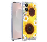 Sailundeng Phone Case for Galaxy S25 Edge Case/Galaxy S25Slim SM-S937U1 Cases Girls Women, Slim Shockproof Clear Floral Pattern Flexible TPU Protective Cover for Samsung Galaxy S25Edge Sunflower