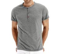Sailwind Henley Mens Tops Slim Fit Summer Mens T Shirts Cotton Soft Plain Running Bluey Tshirts for Men(Grey,L)