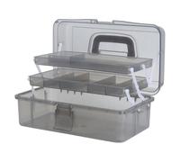 Saim Storage Bins,Three-Layer Multipurpose Art & Craft Storage Container,Carry Tackle Organizer,Medicine Cosmetic Art Supply Box for Art Supply Makeup Hair Accessories Painting Tools - Grey