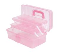 Saim Storage Bins,Three-Layer Multipurpose Art & Craft Storage Container,Carry Tackle Organizer,Medicine Cosmetic Art Supply Box for Art Supply Makeup Hair Accessories Painting Tools - Light Pink