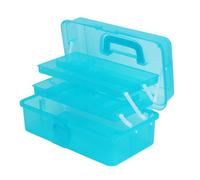 Saim Storage Bins,Three-Layer Multipurpose Art & Craft Storage Container,Carry Tackle Organizer,Medicine Cosmetic Art Supply Box for Art Supply Makeup Hair Accessories Painting Tools - Blue
