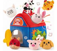 SAIMAND Baby Toys 6-12 Months Farm Animal Barn with Rattle, Crinkle, Mirror