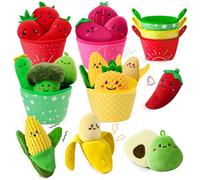 SAIMAND Montessori Baby Sensory Toys 16 Pcs Plush Fruits Vegetables Sorting Color Food with Wrinkle and Rattle Baby Toys 6-12 Months Baby Toys