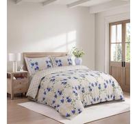 SAIMAZ 4 Piece Printed Bedding Set Duvet Cover, Deep Fitted Sheet & 2 Pillowcases Single, Double, King, Super King Sizes Soft Microfiber, Wrinkle-Resistant, Easy Care (Double, Christy Blue)