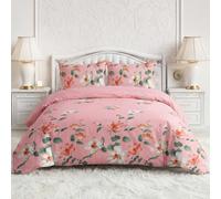 SAIMAZ 4Piece Bedding Set Soft Brushed Microfiber Duvet Cover with 25Cm Deep Fitted Sheet & Pillowcases Zipper Closure Easy-Care Single Double & King Sizes (Blush Petal, Single)