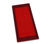 Saime Trading Greek Key Runner Rug Anti Slip 60 x 220 cm for Long and Narrow Hallway Low Pile Water Absorbent Indoor Kitchen Floor Mat Washable Stairs Corridor Mats (Red Black-Greeky, 60 x 220 cm)