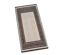 Saime Trading Greek Key Runner Rug Anti Slip 60 x 220 cm for Long and Narrow Hallway Low Pile Water Absorbent Indoor Kitchen Floor Mat Washable Stairs Corridor Mats (Beige Brown-Greeky, 60 x 220 cm)