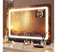 Saimeihome Hollywood Vanity Mirror with Lights, Large Makeup Mirror with 3 Light Colors, USB and 10X Magnifying, Touch Control Cosmetic Mirror for Tabletop or Wall Mount - 80x55cm Black