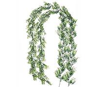 SAING S A I N G Artificial Eucalyptus Garland with Baby Breath Flowers 2 Pack, Faux Gypsophila Bud Vine Silk Greenery Garland Table Runner for Wedding Arch Centerpiece Party Decor