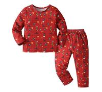 Saingace Christma Pajama Girl Halloween Outfit 12-18 Months Toddler Christmas Pj Set Easter Outfit Girls Child Bathrobe Outfit Baby 12 to 18 Months Boys Clothes Xmas Boys Red