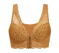 Saingace Non Wired Support Bras for Women 2023 Spaghetti Strap Bra Push Up Bra Women Wireless Bra Triangle Bralette Padded Bralette Lace Zip Front Sports Bra Gold