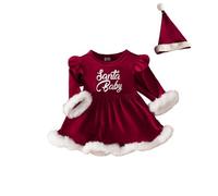 Saingace Toddler Girls Clothes Christma Girl Embroidery Dress Outfit for 1 Year Old Girl Girls Christmas Dress Age 2 Children's Christmas Clothes First Christmas Baby Girl Red