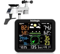 Sainlogic Weather Station Wireless Indoor Outdoor, Weather Station with Rain Gauge and Wind Speed/Direction, Temperature, Humidity, Air Pressure, Weather Forecast, Moon Phase, and Alarm