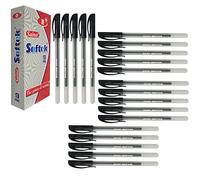 SAINO 20 x 0.7mm Fine Tip Softek BLACK Ballpoint Pens Smooth Writing Non Dry Guarantee