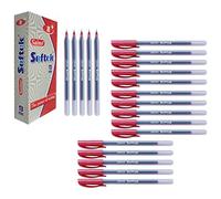 SAINO 20 x 0.7mm Fine Tip Softek RED Ballpoint Pens Smooth Writing Non Dry Guarantee