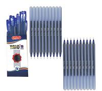 SAINO 20 x 0.7mm Trio Triangular BLUE Ballpoint Pens Smooth Writing Easy Grip - NON DRY GUARANTEE