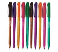 SAINO Aone Ballpoint Pens, BLUE, 0.6mm Fine Point, Pack of 10, Smooth Ball Pen, Triangular Grip, Perfect for School Office Home Business Everyday Pens