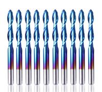 SainSmart Genmitsu 10Pcs Nano Blue Coat Ball Nose End Mill CNC Router Bits, 1/8" Shank Spiral Upcut 2 Flute End Mill Set (3.175 x 17 x 38mm)