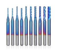 SainSmart Genmitsu 10Pcs Nano Blue Coat End Mill CNC Router Bits, 0.8-3mm, 1/8" Shank