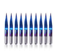 SainSmart Genmitsu 10Pcs Nano Blue Coat Engraving Bits, 15 Degree 0.1mm Tip 1/8" Shank Conical V-Bit
