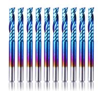 SainSmart Genmitsu 10Pcs Nano Blue Coat Flat Nose End Mill CNC Router Bits, 1/8" Shank Spiral Upcut Single 1 Flute End Mill Set (3.175 x 17 x 38mm)