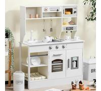 SainSmart Jr. Children's Kitchen Wooden Play Kitchen for Children, Cream - with Light & Sound, Ice Cube Dispenser, Microwave, Oven & Sink, Large Children's Kitchen with Accessories, Role Play from 3