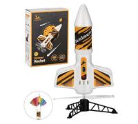 SainSmart Jr. Rocket Launcher for Kids - Motorized Air Rocket Launch up to 200 ft, Safely Land with Parachute, Self-Launching Outdoor Toy, White