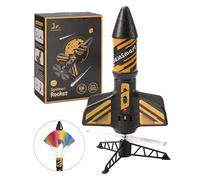 SainSmart Jr. Rocket Launcher for Kids, Rocket Toy with Parachute (Black)