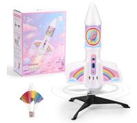 SainSmart Jr. Rocket Launcher for Kids, Rocket Toy with Parachute (Pink)