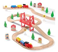 SainSmart Jr. Wooden Train Set 37pc, Compatible Brio Thomas, Kids 3+