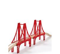 SainSmart Jr. Wooden Train Set Accessories, Double Suspension Bridge Set, Compatible with Brio, Thomas, Melissa and Doug