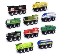 SainSmart Jr. Wooden Train Set Accessories, Magnetic Toy Car Set (10 PCS), Compatible with All Major Brands, Gift for Toddlers, Boys, and Girls Aged 3+