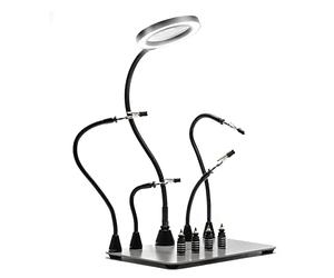 SainSmart Magnetic Helping Hands Soldering Station with an 11.1 x 7.1 Inch Larger Base, 5X LED Magnifying Lamp, 4 PCB Circuit Board Holder & 4 Flexible Magnetic Helping Hands
