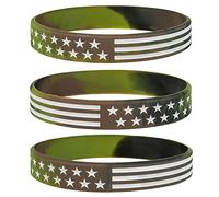 Sainstone Camouflage Army Rubber Bracelets, Military Silicone Wristbands with American USA Flag in Army Green and Desert Camo for Army Party Favors, American Patriots, Army Sport Fans