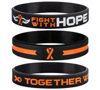 Sainstone Get Well Soon Gifts Orange Awareness Ribbon Bracelets with Motivational Quote - Fight With Hope, Together We Fight, Cancer & Cause Wristbands for Men Women Patients Survivors, L, Rubber