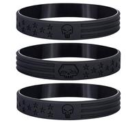 Sainstone Police Bandits Skull American Flag Silicone Bracelets, Thin Blue Line Motivational Wristband Gifts for Police Cops, Patriots, USMC, Men Women, L, Rubber, rubber