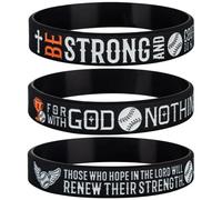 Sainstone Power of Faith Baseball Bible Verse Silicone Wristbands with Christian Inspirational Sayings JOSHUA 1:9 LUKE 1:37 ISAIAH 40:31, Scriptures Motivational Rubber Bracelets Sports Gifts, L