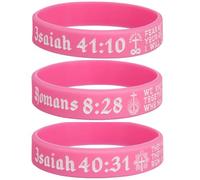 Sainstone Power of Faith ISAIAH 41:10, ROMANS 8:28, ISAIAH 40:31 Bible Verse Silicone Bracelets - Christian Scriptures Motivational Wristbands Chaplain Gifts for Men Women, L, Silicone, no gemstone