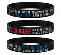 Sainstone Serenity Prayer Silicone Bracelets with Inspirational Words - Serenity, Courage & Wisdom - Mindfulness and Meditation Colors Wristbands for Stress, Worry, and Anxiety for Men Women, Unisex