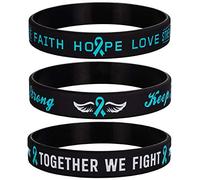 Sainstone Teal Awareness Ribbon Silicone Bracelets with Saying- Mental Health Awareness Bracelet- Teal Cancer & Cause Ribbon Wristbands Gifts for Men Women, Patients Survivors, Family Friends 3-Pack