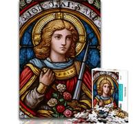 Saint A Stained Glass Adult Jigsaws 1000 Pieces Difficult,Family Game Stress Reliever Difficult Challenge Secret Santa Gifts (38x26cm)