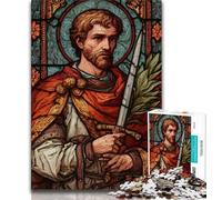 Saint A Stained Glass Jigsaw Puzzles for Adults 1000,Help The Brain Exercise Addictive Toys to Cultivate Patience A Work of Art (38x26cm)