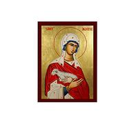 Saint Agnes icon, Handmade Greek Orthodox icon St Agnes of Rome, Byzantine art wall hanging wood plaque, religious gift