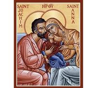Saint Anna and Joachim Icon, Religious Wall Art, 17cm x 13cm