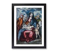 Saint Anne And The Infant By El Greco Classic Painting Framed Print | A2 Black Framed Wall Art | Ready to Hang | Classic Historical Picture | Living Room Bedroom Lounge Office