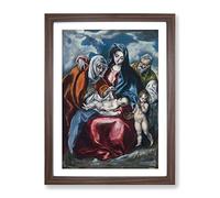 Saint Anne And The Infant By El Greco Classic Painting Framed Print | A2 Walnut Framed Wall Art | Ready to Hang | Classic Historical Picture | Living Room Bedroom Lounge Office